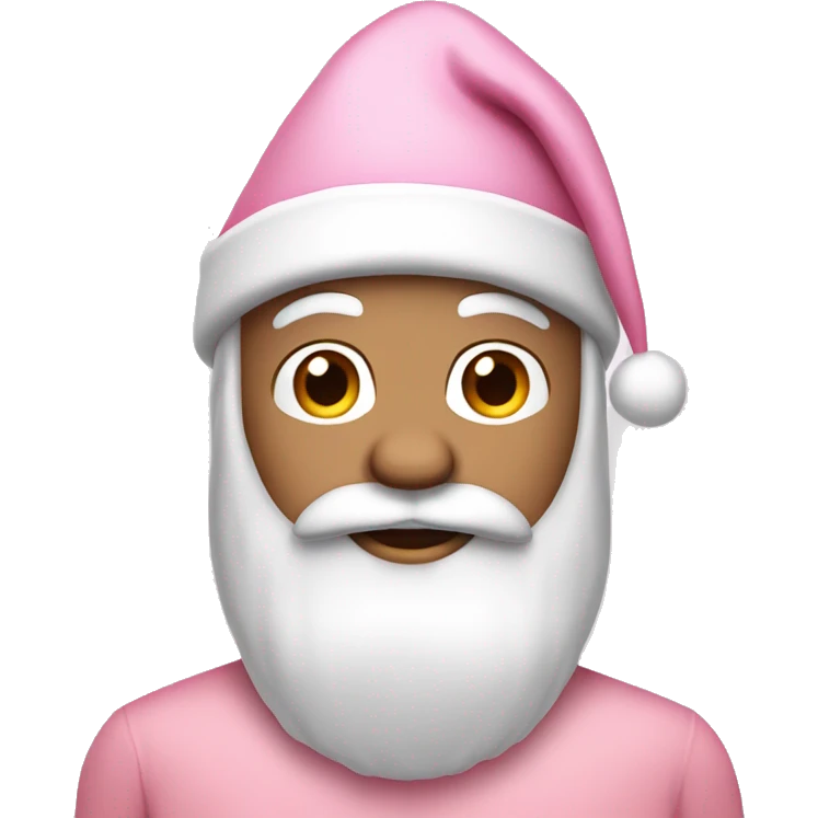 white raced santa wearing a light pink santa suit and a light pink santa hat  emoji