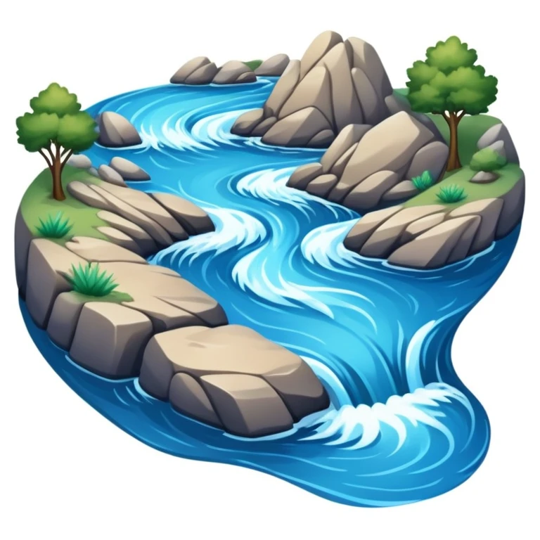 Flowing river with clear blue water and small waves emoji