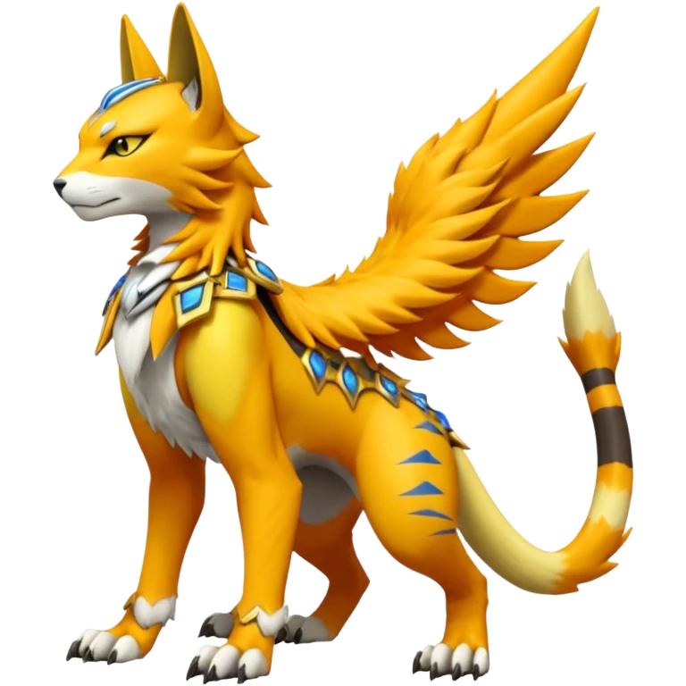 Vernid-Lombax-Koraidon-Renamon-Zeraora-Bastet-Fakémon-Digimon-fusion-creature, full body emoji