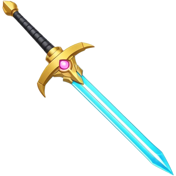 Clash of Clans aesthetic: Cinematic heroic Laser halo Sword Emoji, rendered in a 3D vector-style similar to standard emojis with minimal shading and bold, simplified shapes. A compact, vibrant energy blade with a neon-hued, glowing edge and futuristic hilt, softly glowing with a radiant cosmic charm. Simplified yet unmistakably iconic, highly detailed and consistent, glowing with a soft pulsating brilliance and high shine. Stylized with a touch of interstellar elegance and a soft glowing outline, capturing the essence of a legendary energy blade with a friendly, playful manner! emoji