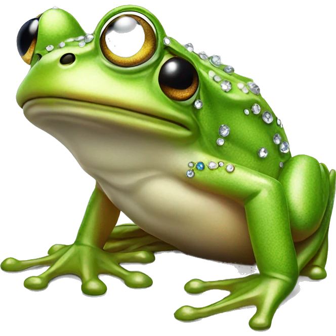 photorealistic frog with bling emoji
