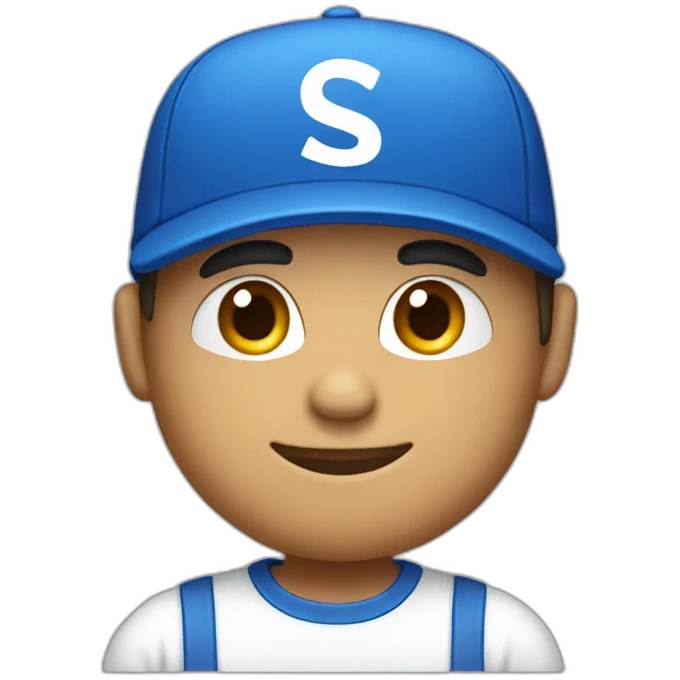 Men with a blue cap with the letters "SK" and tshirt emoji