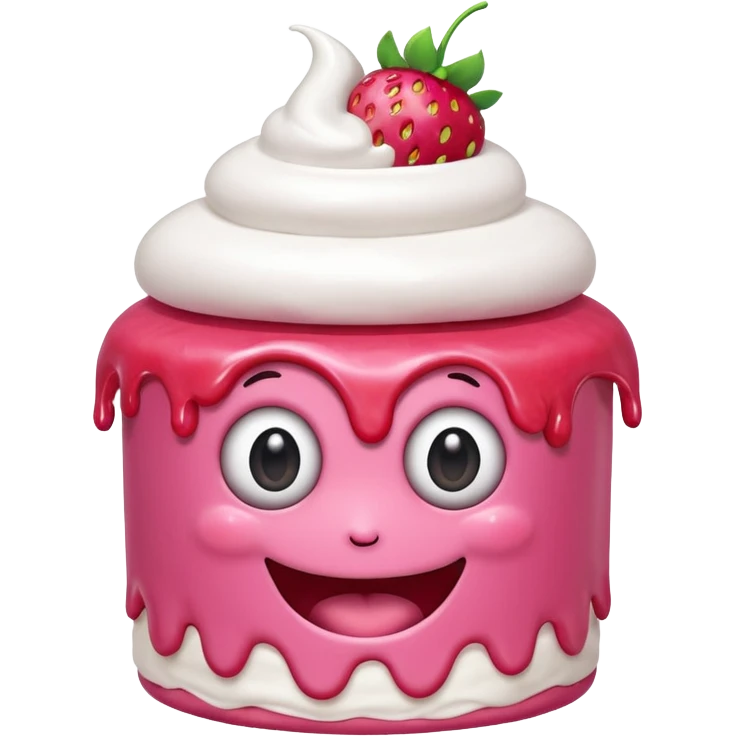  pink runny gooey strawberry jam kawaii cake monster emoji