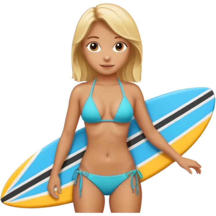 girl in bikini with surfboard emoji