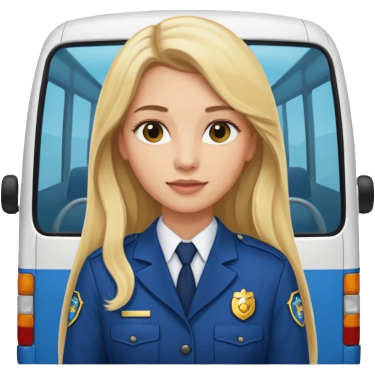 blonde long haired  woman minibus driver emoji