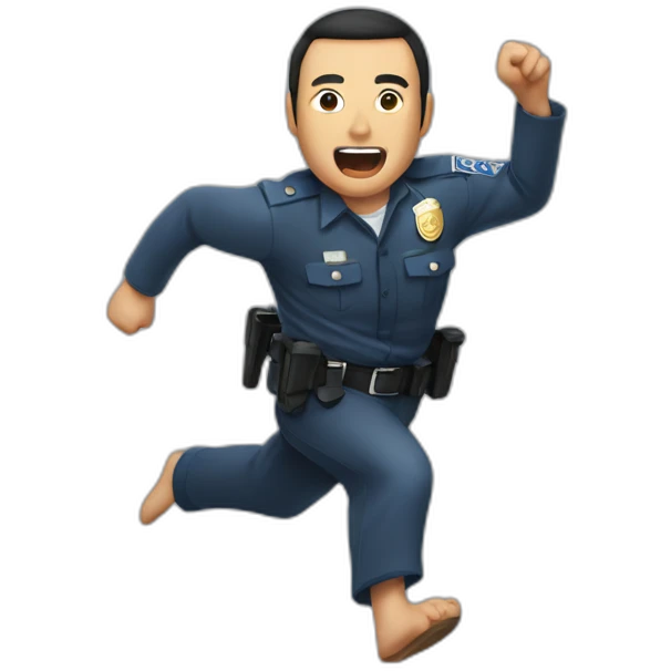 oriental man being chased by police emoji