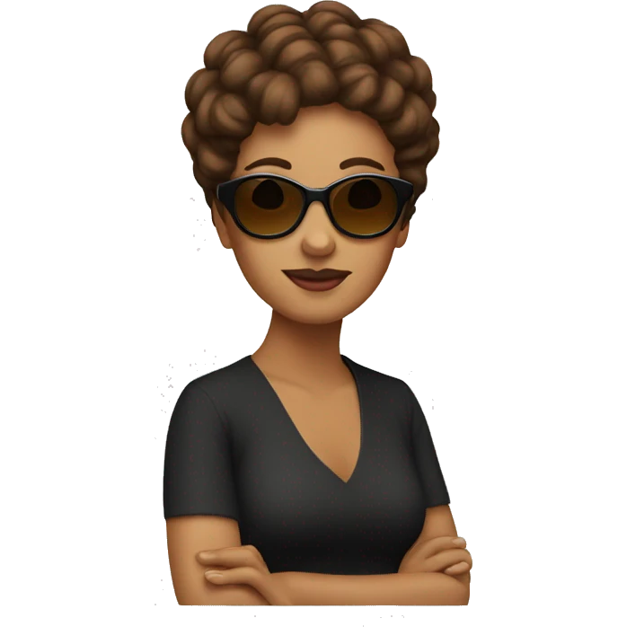 Queen emoji with short brown hair and sunglasses emoji