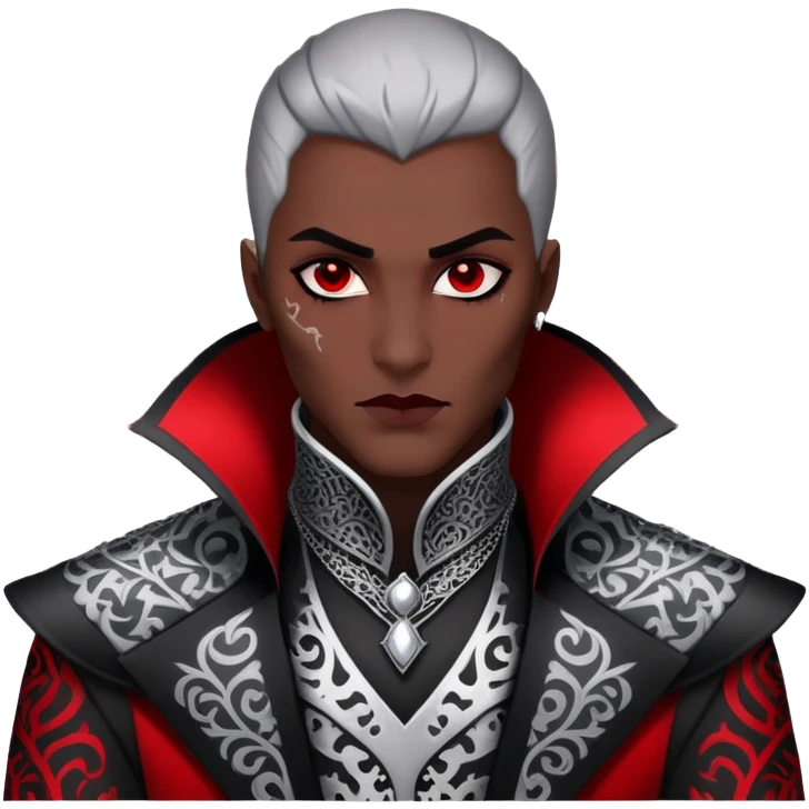 Dark evil Badass emo Goth red and white and black and silver villain, handsome, attractive, intricate patterns  emoji