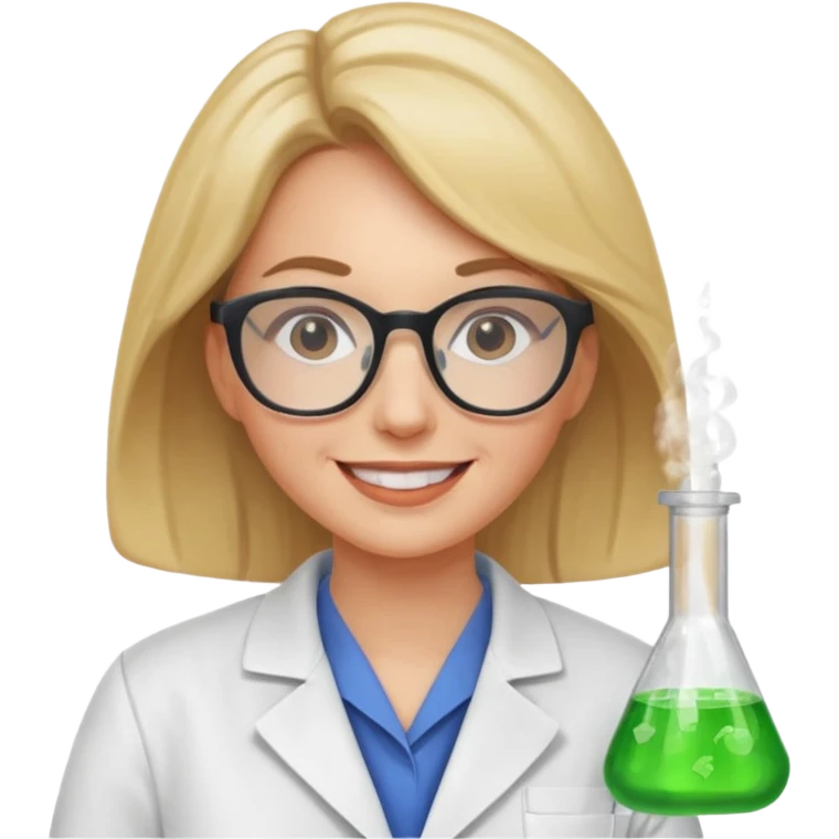 a white woman scientist wearing glasses emoji