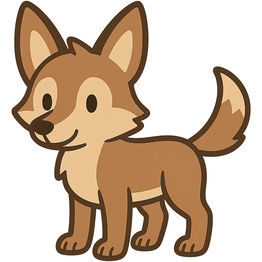 flat toon coyote pup emoji