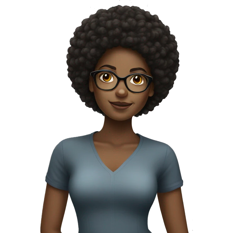 pretty black  girl with afro and glasses  emoji