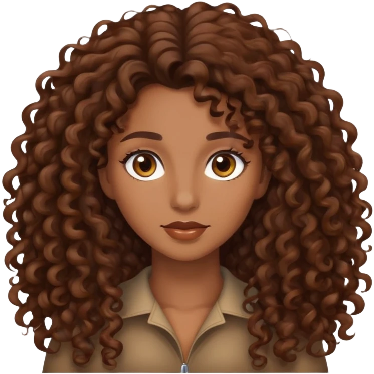 Female Brown curly long hair Brown eyes
 emoji