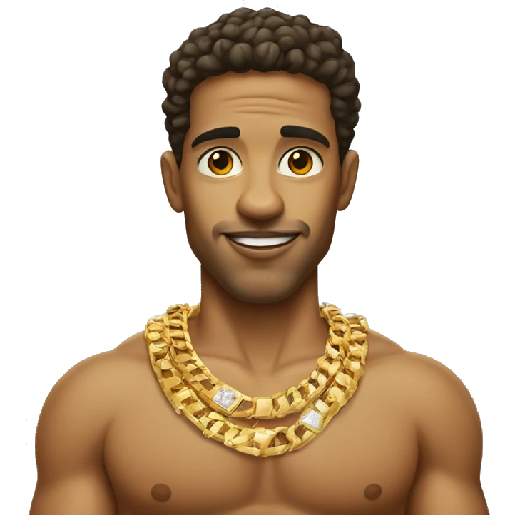 light skin cuban man with excessive gold jewelry  emoji