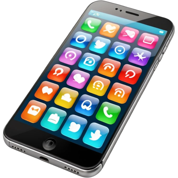 smartphone with a colorful app grid emoji