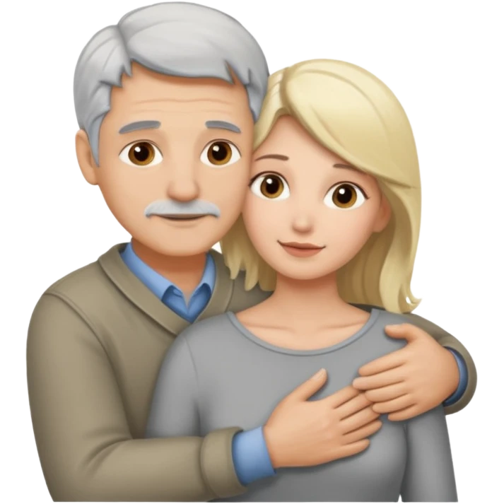 Blonde lady hugging gray haired man emoji