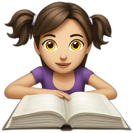 brunette girl studying hard emoji