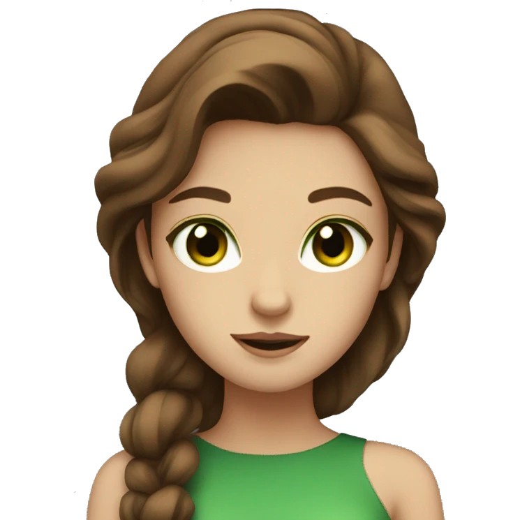 very beautiful girl with brown hair and green eyes  emoji