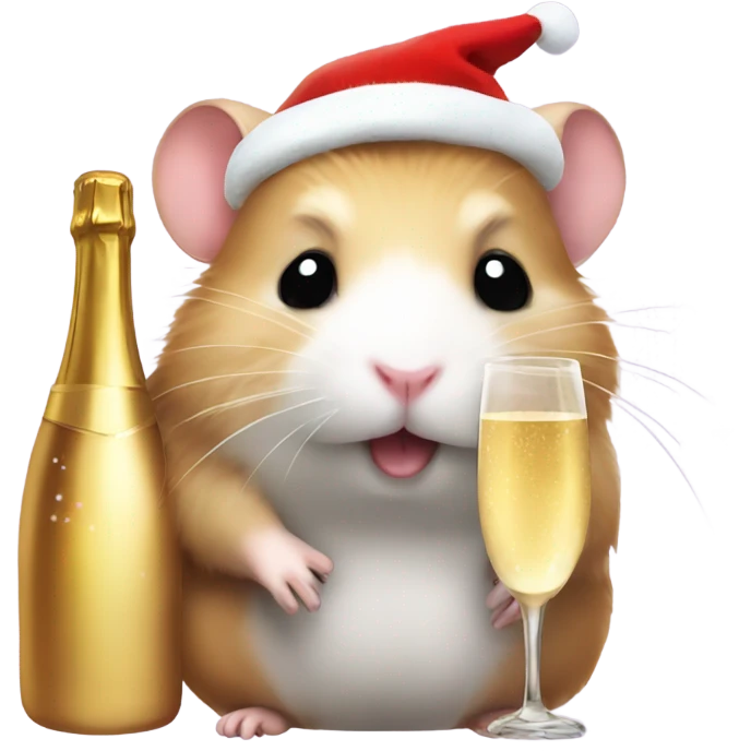 hamster christmas with champagne emoji