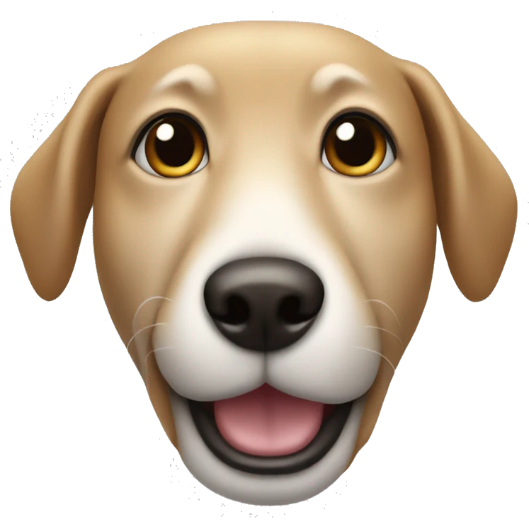  cartoon dog face, black oval eyes emoji