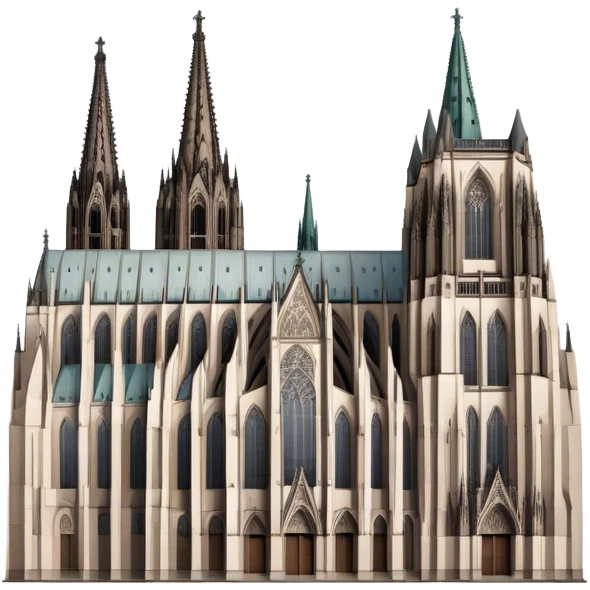 Cinematic Realistic Cologne Cathedral Landmark Emoji, showcasing Gothic architecture rendered with detailed stone textures and majestic, dynamic lighting. emoji