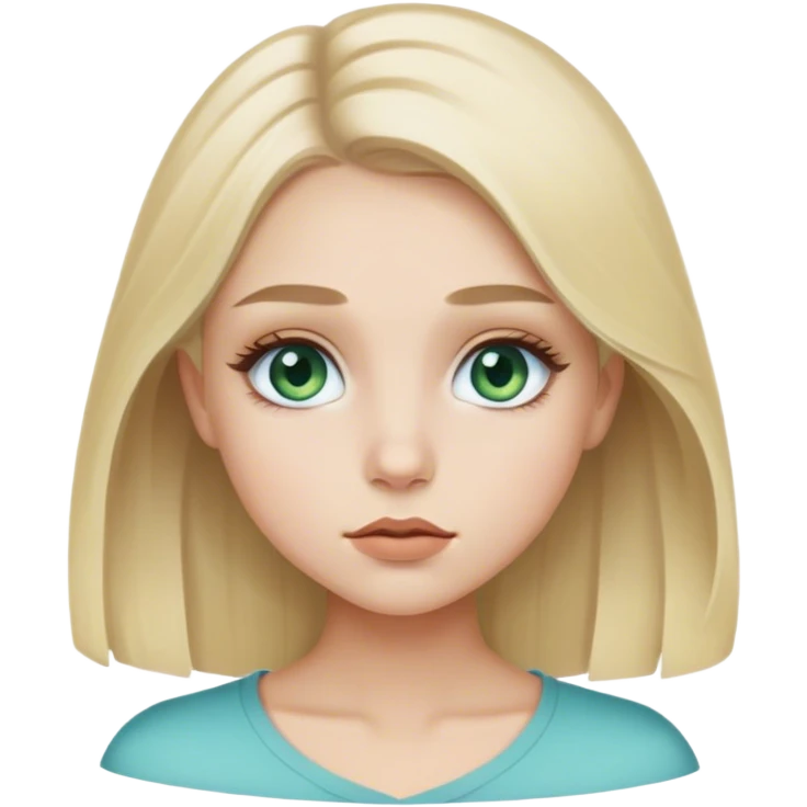 Ash blonde girl with greeny blue eyes tiny lips blonde eyelash end brows emoji