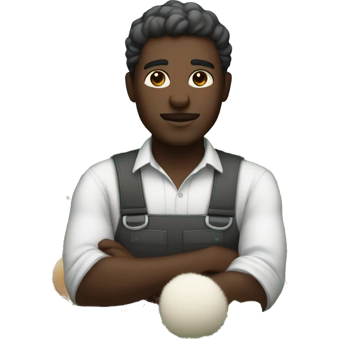 Dark skin male working on crops that are white and fluffy emoji