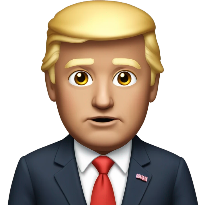 The president "Donald Trump", all the specific facial characteristics are there and he looks exactly like it, extremely photorealistic, very well made emoji