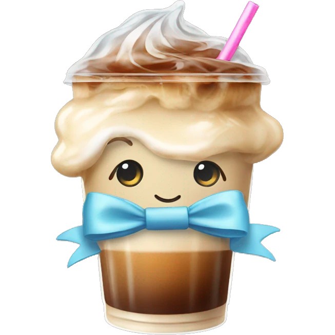 Iced coffee with a bow emoji
