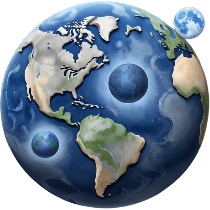 moon and earth with an orbit path between them emoji