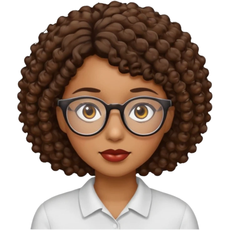 black woman brown eyes brown short curly hair with glasses emoji