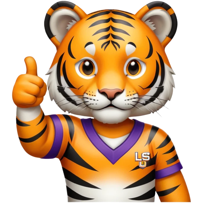 Tiger in LSU Jersey thumbs up emoji