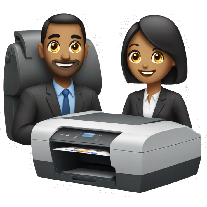 Couple using printer emoji