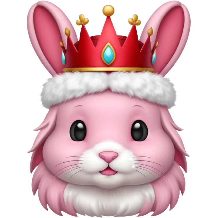pink bunny with red crown emoji