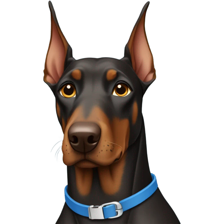 Brown Doberman with a blue collar emoji