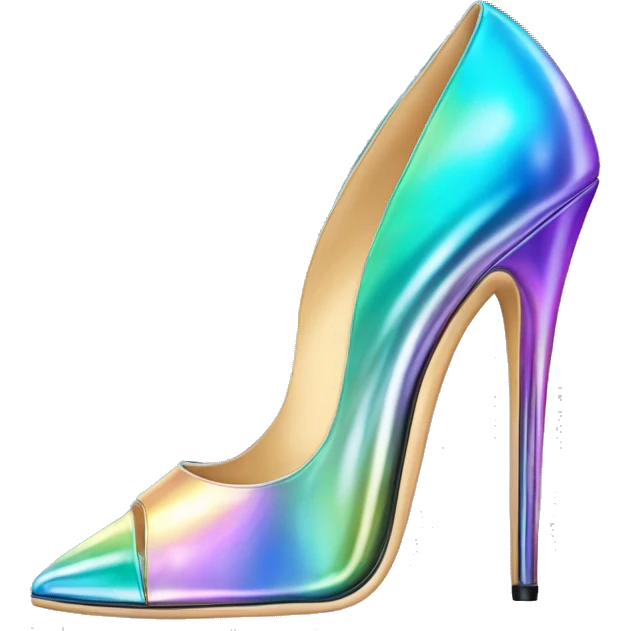 Realistic isolated top view of a pair of iridescent jimmy Choo stiletto high heel shoes. emoji