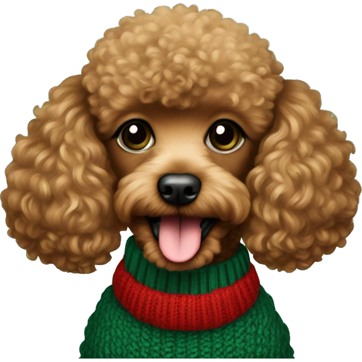 Red toy poodle in emerald green sweater emoji