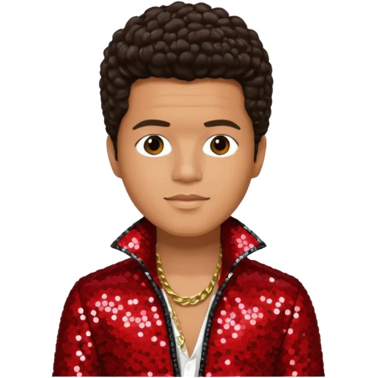 Bruno Mars with Light Tan Skin, Dark Brown Hair, Red Sequin Outfit emoji