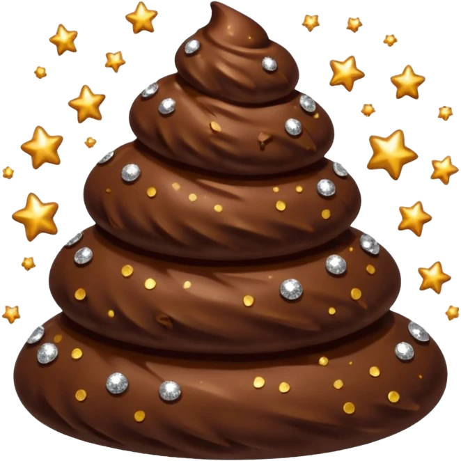 stylized pile of poo, sparkles around it, playful look emoji