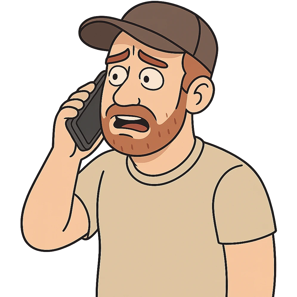 A Caucasian man wearing a cap talking on a mobile phone emoji