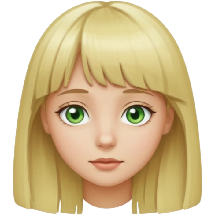 Ragazza bionda con la frangetta con gli occhi verde chiaro emoji