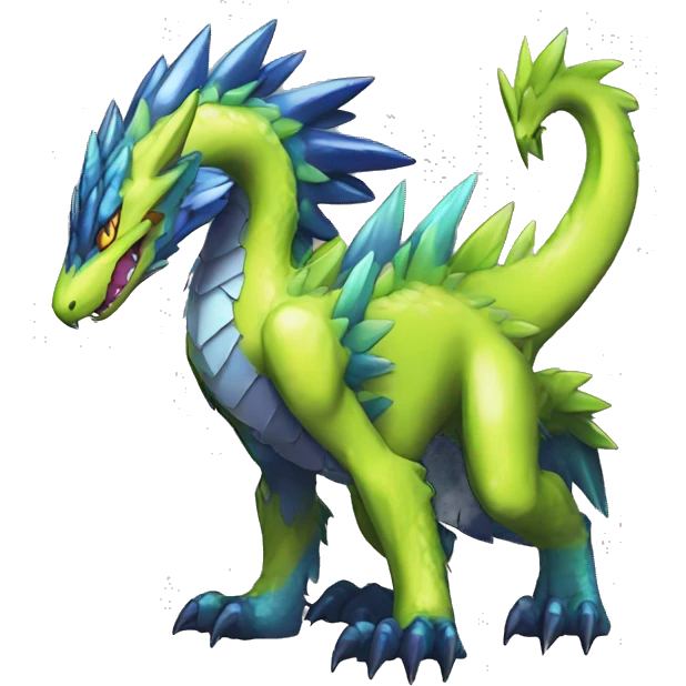  Edgy Shiny Colorful Digimon-Reptile-Dragon-Sergal full body emoji
