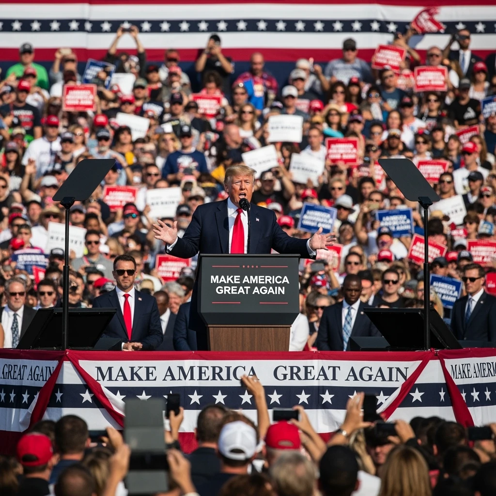 Donald Trump speaking at a rally emoji