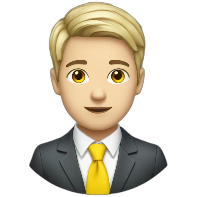 Ukrainian student wearing a suit in the color of the Ukrainian flag emoji