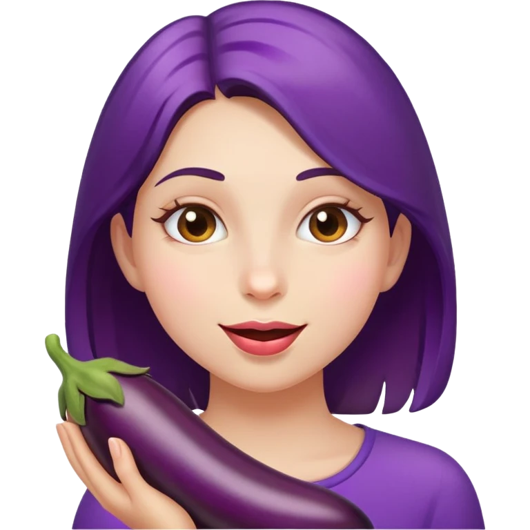 Girl eating eggplant emoji