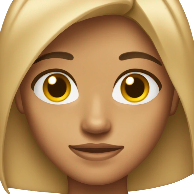 Slightly tanned skin with light brown eyes and brown straight hair emoji