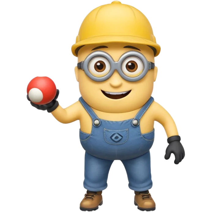 Minion joyeux avec une casquette qui joue avec une boule de pétanque emoji