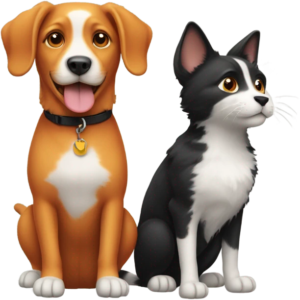 Cat and dog friends emoji