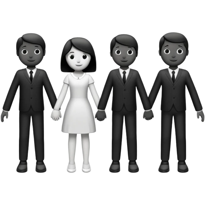 three stick figures holding hands, classic emoji