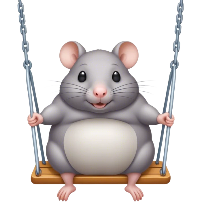 Fat gray rat on the swings emoji