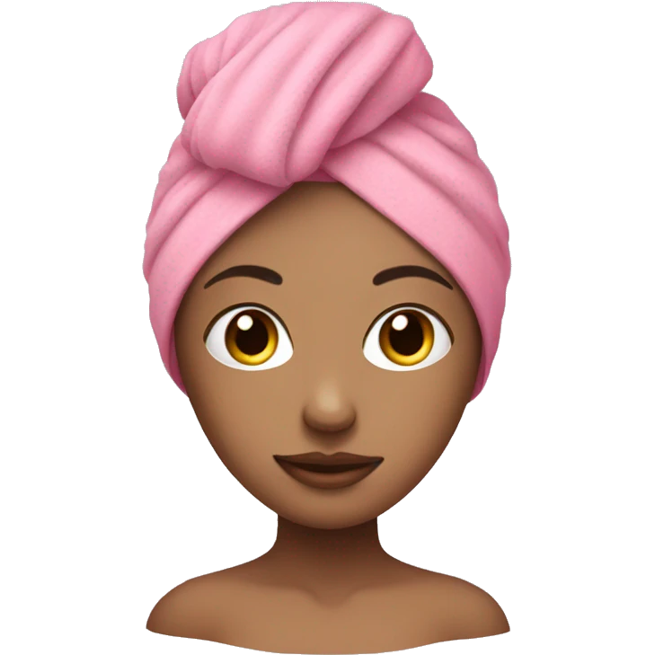 Girl with towel on head and pink face mask on emoji